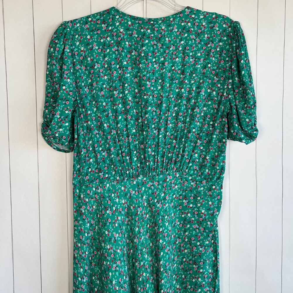 Ghost London size M Sabrina dress green ditsy floral buttoned puff sleeve midi - Picture 8 of 14
